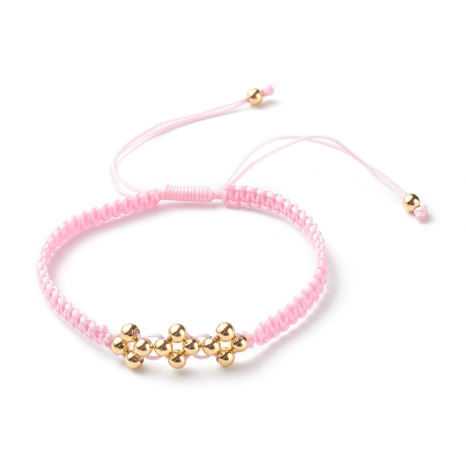 15pcs Wholesale Adjustable Nylon Thread Cord Bracelets with Brass Beads Couple Relationship Braided Rope Bracelets Jewelry Gift