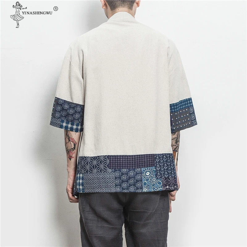 Japanese Kimono Men Cardigan Streetwear Yukata Male Shirt Haori Mens Kimono Shirt Traditional Japanese Samurai Clothing 5XL