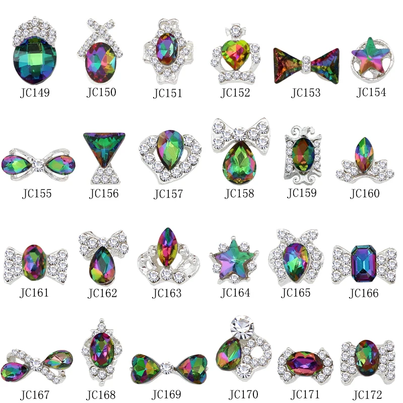 100 PCs Fahion Design Crystal Strass Glass Nail Art Stones 3d Nail Charms Rhinestones For Nail Jewelry Accessories JC149