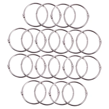 

20 Pcs Stationery Metal Staple Book Binder Loose Leaf Snap Rings Keychains