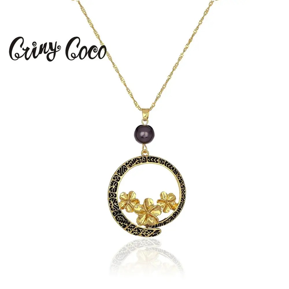 Кулоны Cring Coco Frangipani ожерелья Гавайская Мода большая круглая цепочка с эмалевой