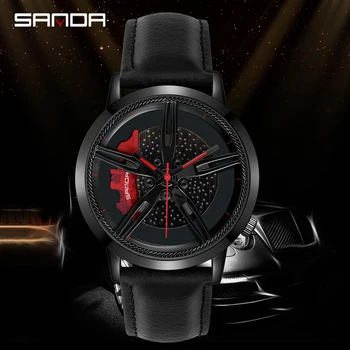 

Sanda Top Brand New Men Wristwatch Fashion Wheel Series Dial Leather Strap Waterproof Gift Watch Premium Quartz Movement 1040