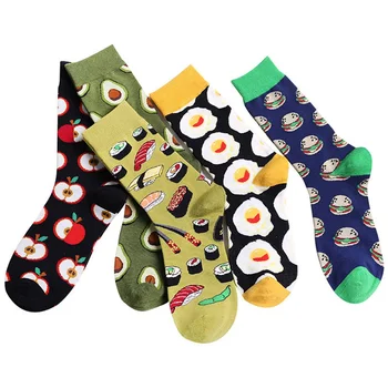 

Avocado Omelette Burger Fruit Food Socks Short Funny Cotton Socks Women Winter Happy Socks Female