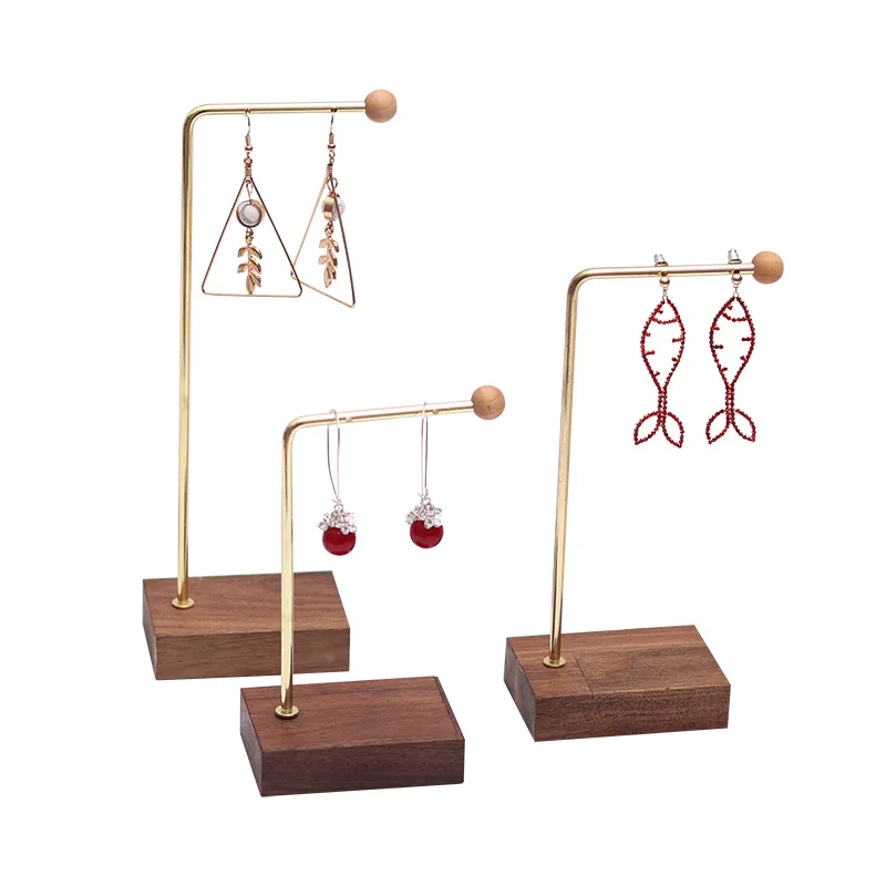 Walnut Jewelry Display Stand, Four-Layer Rotatable Earring Tray Earrings Rings Bracelets Pendant Display Stand