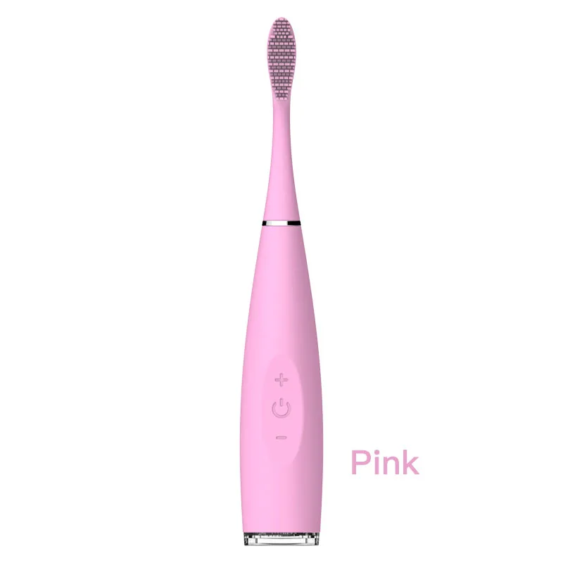 pink Электрическая зубная щетка Портативная usb зарядка мощная Водонепроницаемая звуковая волна Автоматическая Силиконовая зубная щетка костюм для взрослых детей - Цвет: pink