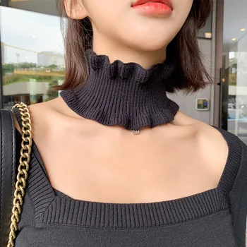 

MIARA.L warm neck scarf for autumn and winter, Korean edition knitted ruffle yarn core yarn scarf for women fashion web