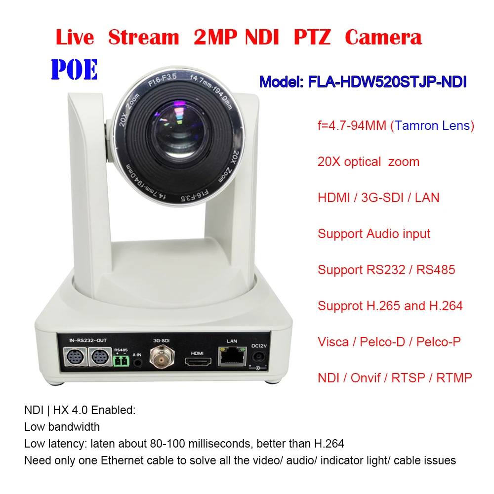

Telepresence System Streaming Video Conference 60fps HD-SDI NDI PTZ POE Camera for Church