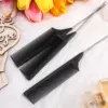 3 Packs Rat Tail Comb Steel Pin Rat Tail Carbon Fiber Heat Resistant Teasing Combs with Stainless Steel Pintail 6
