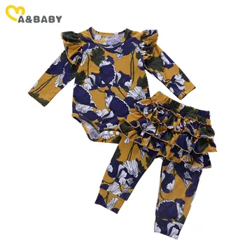 

Ma&Baby 0-24M Vintage Newborn Infant Baby Girl Flower Clothes Set Soft Romper Ruffles Floral Pants Outfits Autumn Baby Clothing
