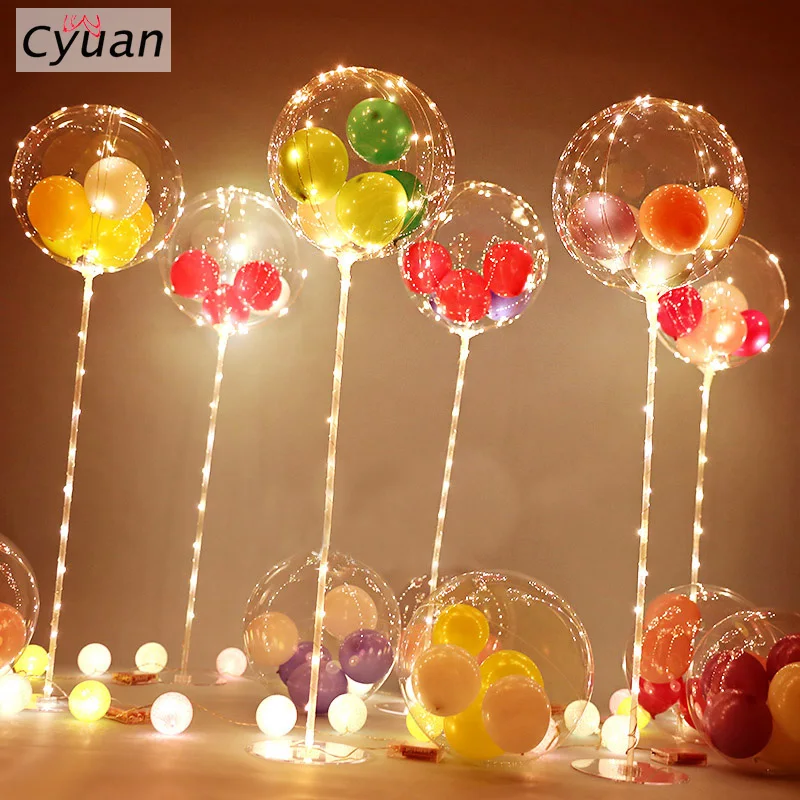 

Cyuan LED Balloon Transparent Round Balloons Birthday Party Wedding Decoration LED Fairy Lights Balon Stand Baby Shower Kids Toy