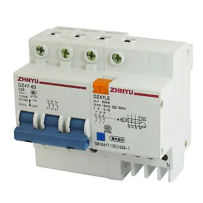 

DZ47-63 20A MCB Mini Circuit Breaker w DZ47LE Earth Leakage Circuit Breaker