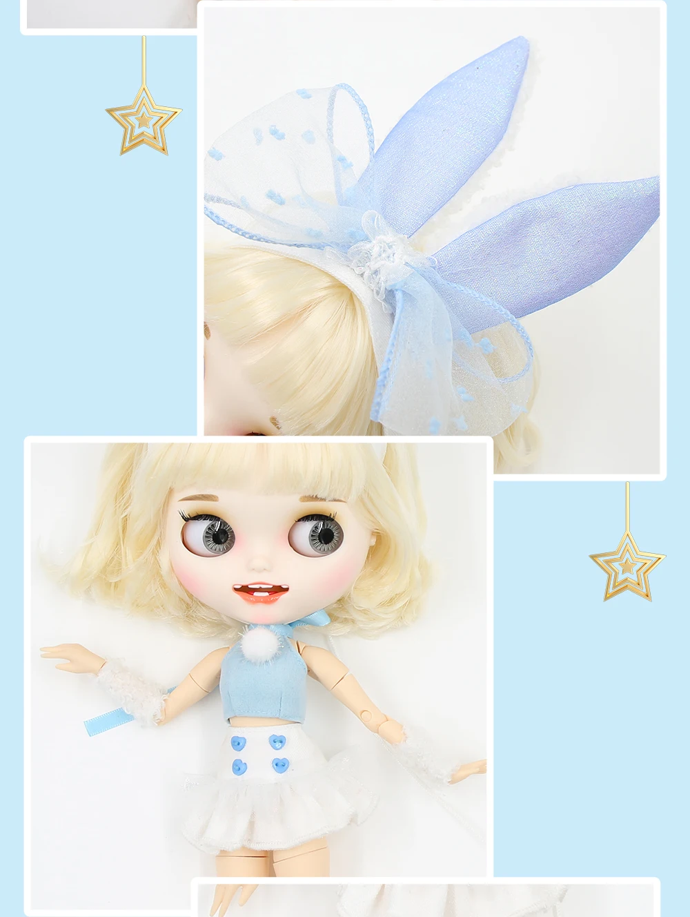 Eeden - Premium Custom Neo Blythe Blondide juuste, valge naha ja mati naeratava näoga nukk 4