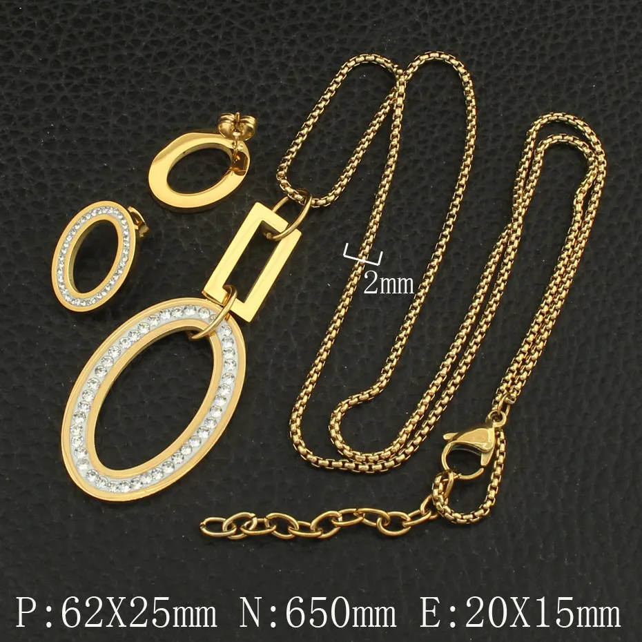 Золотые ювелирные изделия из нержавеющей стали 65 см длинное ожерелье, серьги-пуссеты наборы Supernova, Распродажа для женщин SEDZBXBI