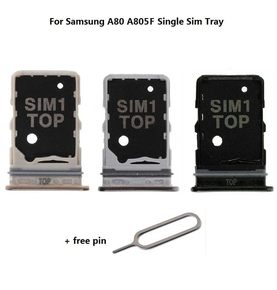 

OEM Single SIM Dual SIM Card Tray Holder Slot Replacement + Free Eject Pin For Samsung Galaxy A80 SM-A805F