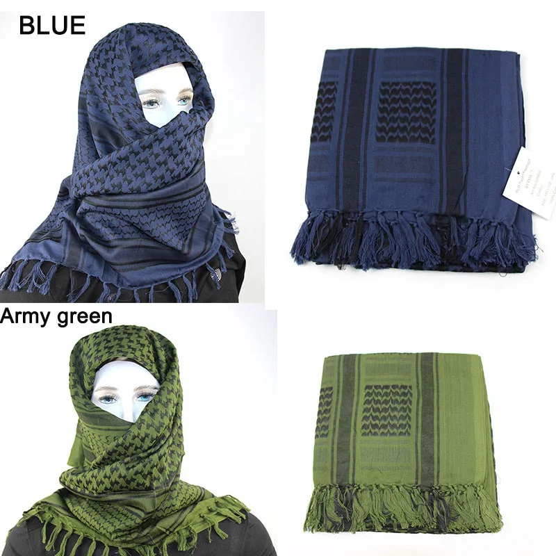 Unisex Tactical Keffiyeh Shemagh Arab Scarf Desert Keffiyeh Scarf Men Women Cotton Lightweight Windproof Hiking Scarf Neck Cover