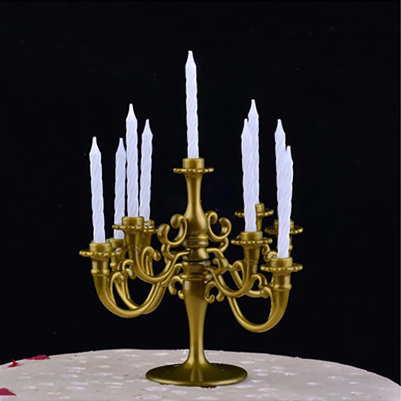1Set Candles And Candlestick, Birthday Party Cake Candle Holders, Toppers Decoration, Candle Decoration