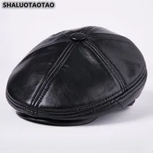 SHALUOTAOTAO качество, овчина, натуральная кожа, шапка для мужчин, зимняя, толстая, термальная, модные береты, бархат, защита ушей, новинка