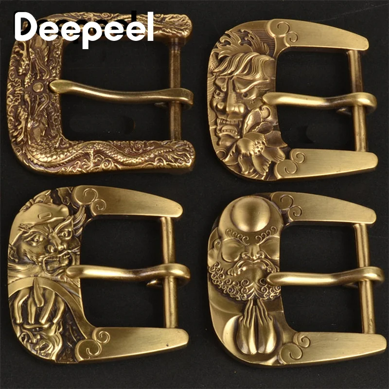 Deepeel ID 40mm Men's Solid Brass Belt Pin Buckle Dragon Style Buckle for Pants Jeans DIY Jeans Clothes Decor Accessories AP661 photo
