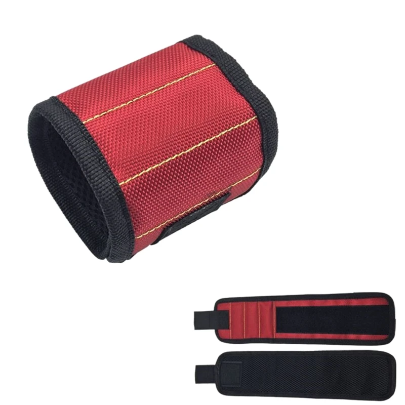 

Magnetic Wristband Portable Tool Bag With 3 Magnet Electrician Wrist Tool Belt Screws Nails Drill Bits Bracelet For Repair Tool