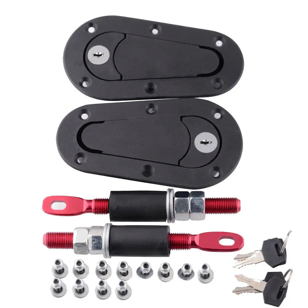 Elenxs Universal Quick-Pins Push Button Bonnet Lock Hood lock Kit Car Vehicle Racing Refitting Black 