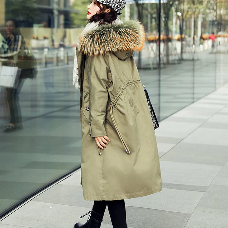 

New Women's Down Jacket Cold Warm Winter Coat With Real Fur Collar Long 90% White Duck Down Jackets Casual Hooded Parka Overcoat
