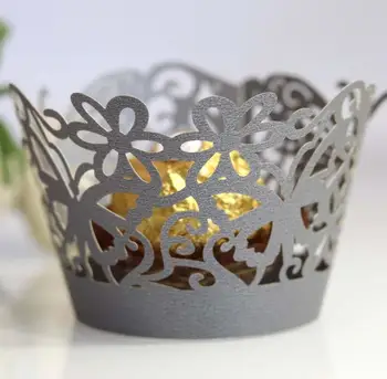 

50/100pcs Lovely Butterfly Little Vine Lace Laser Cut Cupcake Paper Wrapper Liner Baking Cup Home/Wedding/Birthday Party Decor