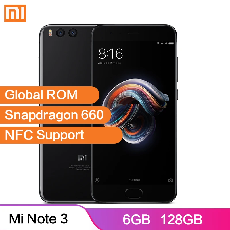 Глобальный Встроенная память Xiaomi Mi Note 3 смартфон 6 ГБ 128 Snapdragon 660 NFC 12MP + двойной