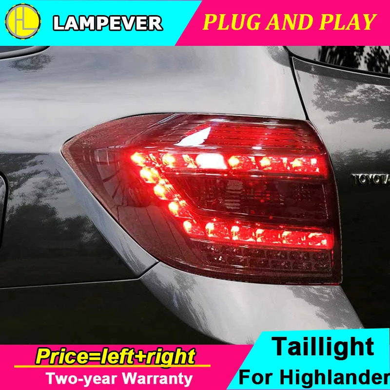 Стайлинга автомобилей задние фонари для Toyota Highlander фонарь 2009 2010 2011 highlander задний фонарь светодиодный DRL+ тормоз+ обратный+ токарная обработка