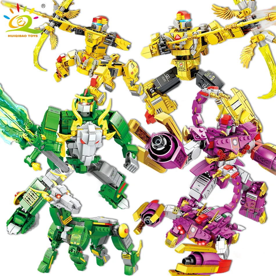 HUIQIBAO 2in1 SGR Constellation Warrior Building Blocks Transform Mech City Armor Mecha Bricks Set Children Robot Toys Kids Gift