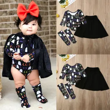 

Newborn Kid Baby Girl Boy Halloween Long Sleeve Romper+Cloak+Socks Party Costume Outfits Set