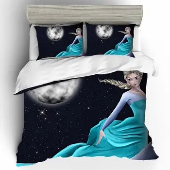 

Cartoon Bed Linen Set Elsa Home Textiles 3D King Size Bedspread Luxury Couple Bedding Set Duvets And Linen Sets Bed Linen Cotton