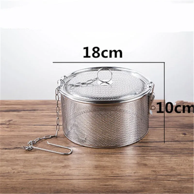 W18xH10cm Круглая Дыра 304 из нержавеющей стали мешок для приправ соуса супа вкус коробка для специй корзина рассола горячий горшок шлак разделительные фильтры для дуршлага - Цвет: W18xH10cm