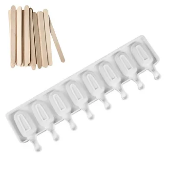 

8 Cell Silicone Frozen Ice Cream Cake DIY Mold Juice Popsicle Maker Lolly Mould Ice Cube Tray Dessert Mold With Popsicle Stick
