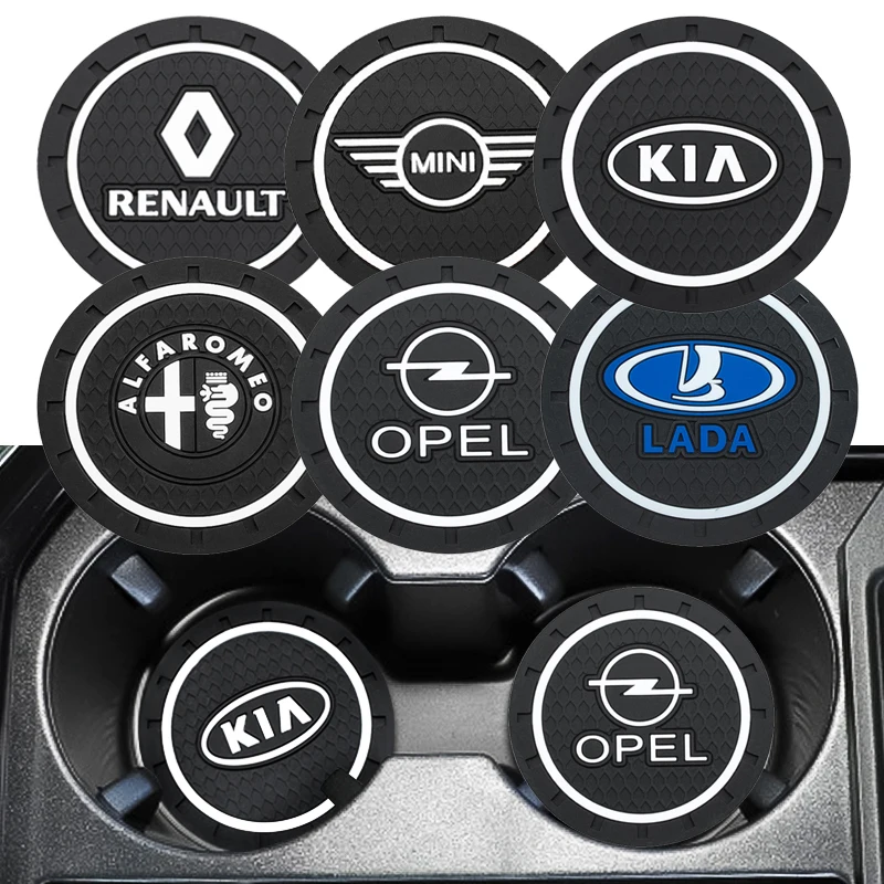 

1/2pcs Auto Water Cup Slot Non-Slip Mat For BMW Audi Kia Opel Ford Nissan Mitsubishi Chevrolet Skoda Volkswagen Honda Toyota