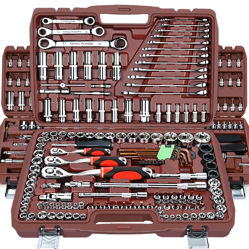 53pc1/4"Car Motorcycle Repair Tool Ratchet Wrench Set Drive Socket Spanner Kit Batch Head Screwdriver Socket Set DIY Toos