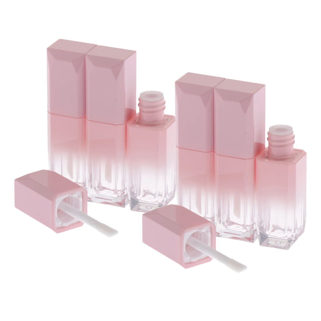 6Pcs Empty Square Lip Gloss Tube Small Lipstick Vials DIY Lip Balm Sample Cosmetic Container Jars Bottle Pink