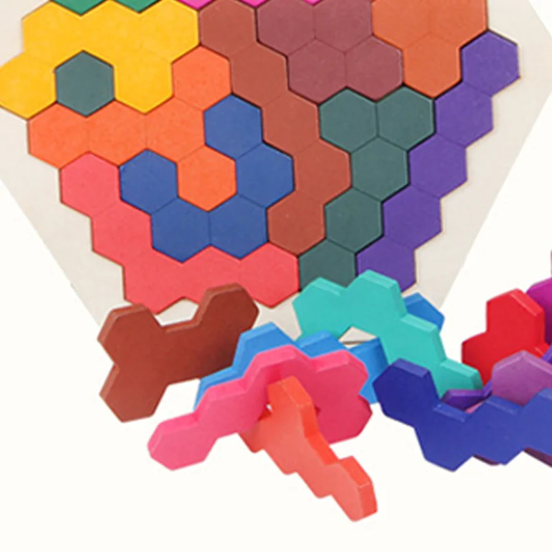 Деревянная головоломка Teaser Toy 16 цветов шестиугольные детские развивающие игрушки (цвет не фиксируется)