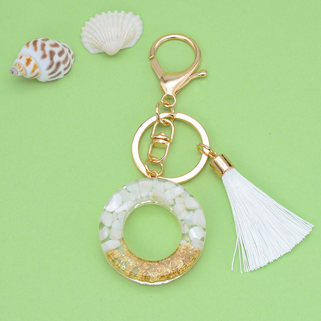 Gold Tassel Alphabet Keychain English Letter Keyring Glitter Gradient Resin Gold Leaf Crafts Car Mirror Handbag Charms
