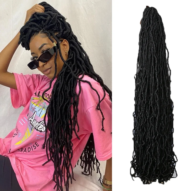 New Goddess Locs Crochet Hair 6 Packs 14 Inch River Curls Crochet Hair Faux  Locs Wavy Crochet Curly Hair Faix Locs Crochet With Curly In Middle And  Ends For Black Women (1b#