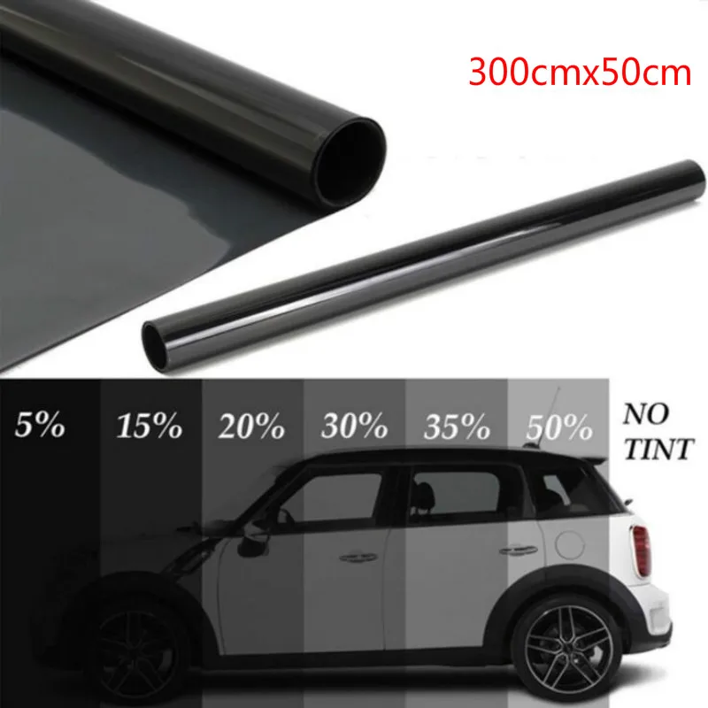

300cmx50cm Black Car Window Foils Tint Tinting Film Roll Car Auto Home Window Glass Summer Solar UV Protector Sticker Films