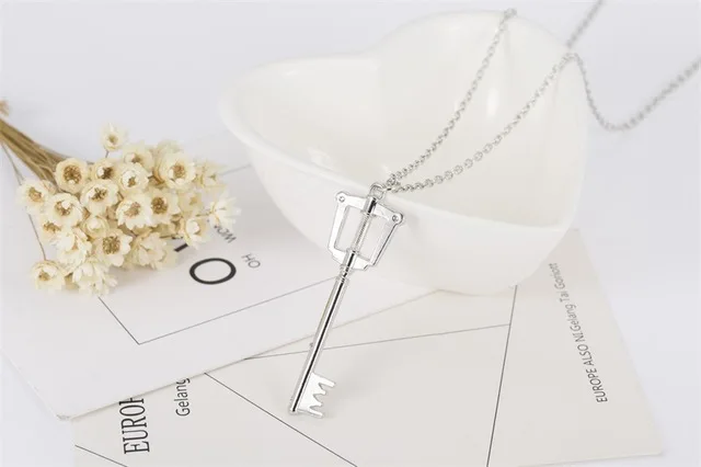 Королевство ожерелье сердечки Keyblade Key Sora Riku Kair Roxas логотип Серебряный цвет кулон