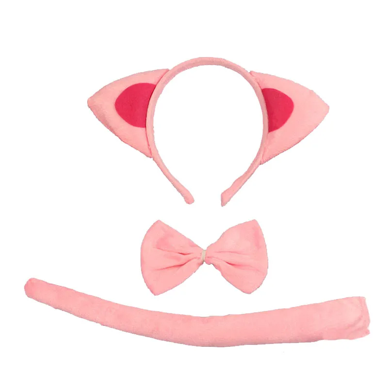 Дети взрослый животное ухо оголовье лук хвост 3 шт. комплект Кошка Косплей