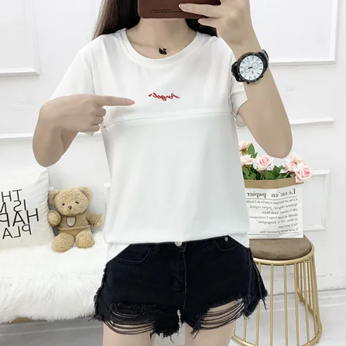 2884 White 9007# летняя футболка для кормящих мам, футболки для грудного вскармливания, Одежда для беременных женщин, хлопковая Футболка для беременных с мультяшным принтом, топы - Цвет: 2884 White