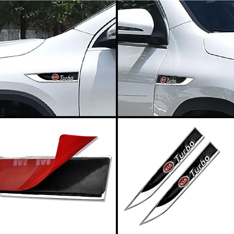 

2pcs Alloy Car Badge Decal Metal Fender Side Sticker Car Sticker For KIA K2 K3 K5 Sorento Sportage R Rio Soul Cap Car Styling