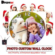 "Фото на заказ+ часы" Алмазная картина Полная площадь/круглый 5D картина на заказ личный выполненный на заказ часы с крестом