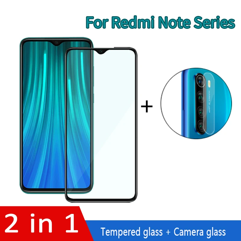 

2 in 1 Camera Tempered Protective Glass For Xiaomi Redmi Note 6 7 8 Pro Camera Lens Full Cover Tempered Glass Screen Protector