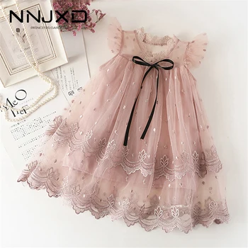 

Baby Girl Flower Mesh Embroidery Princess Tutu Dress Children Hollow Out Elegent Wedding Gown Dress For Kids Party Wear Vestidos
