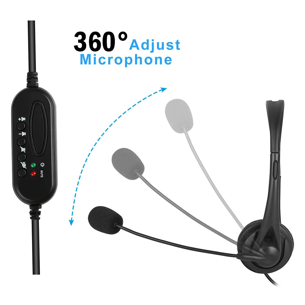 USB Wired Headset Computer Headphone Microphone Noise Reduction Cancelling For PC Laptop Desktop boxes Call Center Lightweight