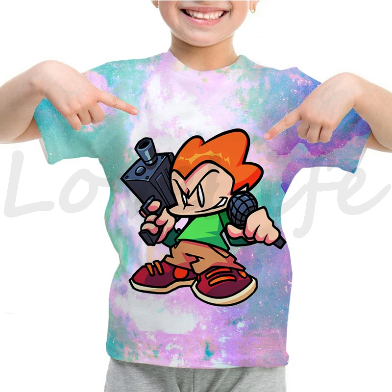 thumbnail image 1 of Camiseta de Friday Night Funkin para niños, camisetas de dibujos animados del juego FNF para niñas, camisetas de manga corta de verano, camisetas para niños, camisetas, 1 of 5