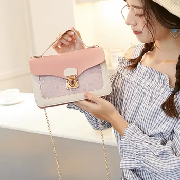 

Fashion Lady Shoulders Bags Women Small Sequin Coin Purse Mobile Phone Messenger Bag Female Chain Leather Crossbody Handbag